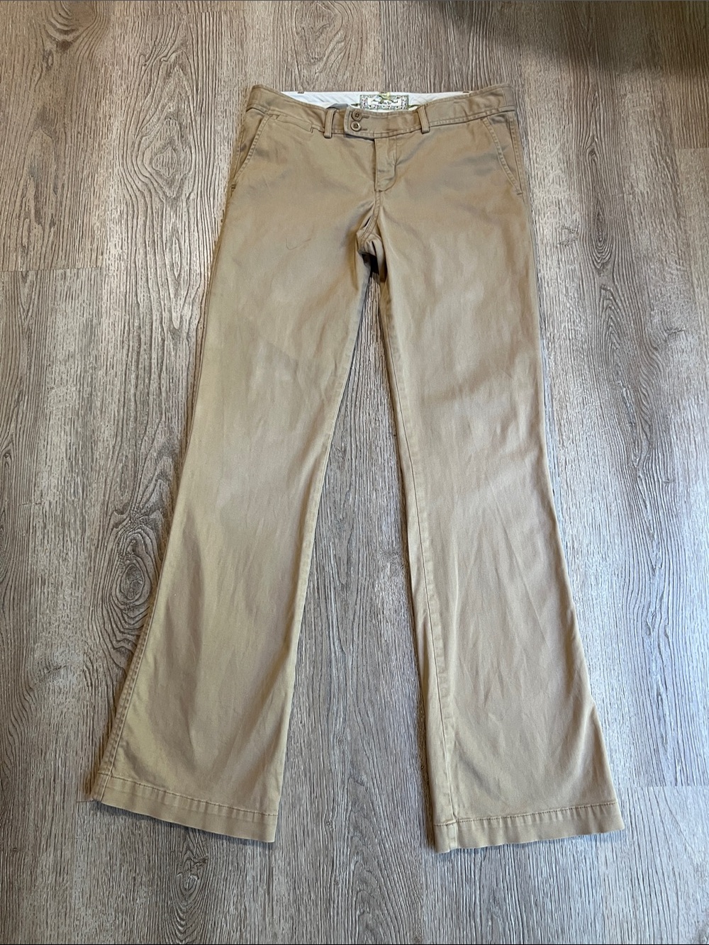 Abercrombie & Fitch 10 L Khaki Flare Low Rise Chino Pants Stretch Twill Women’s